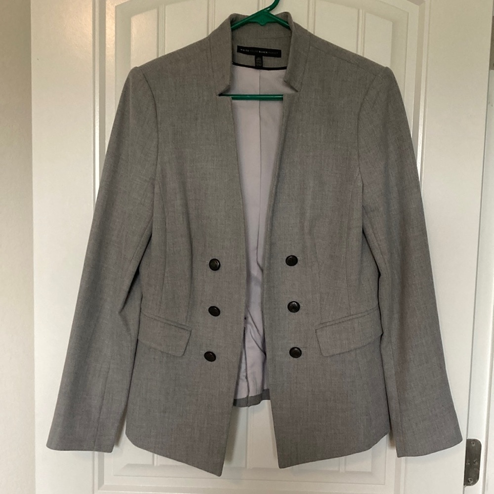 White House Black Market Gray Blazer Size 10